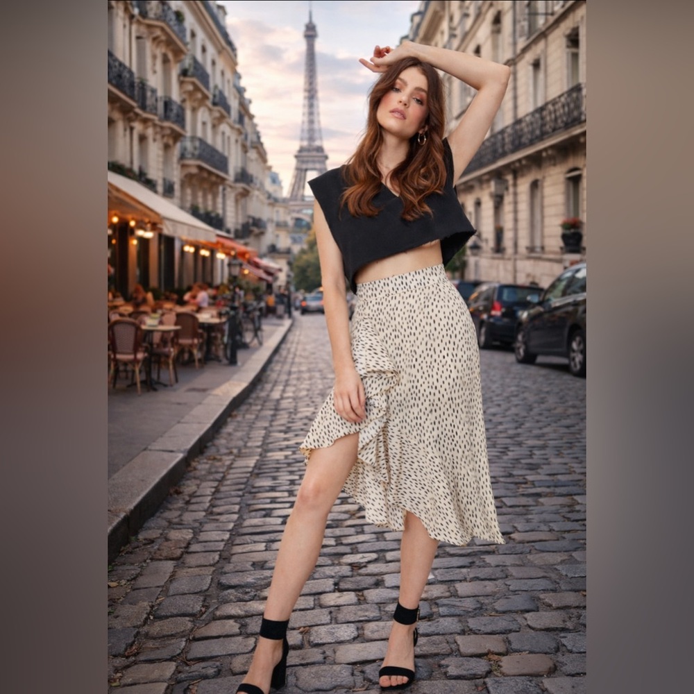 Nasty Gal Asymmetrical Skirt in Black and Cream